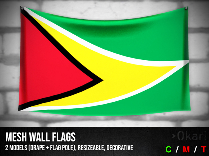 Guyana wall flags (wall flag pole and drape)