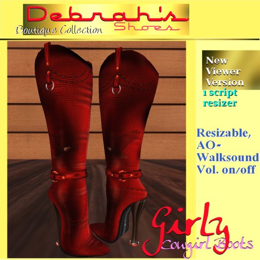 Debrah's "Girly" Cowgirl Boots - Red