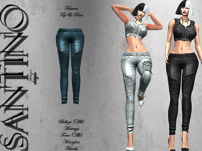 Santino Design-Lace Pant-Blue