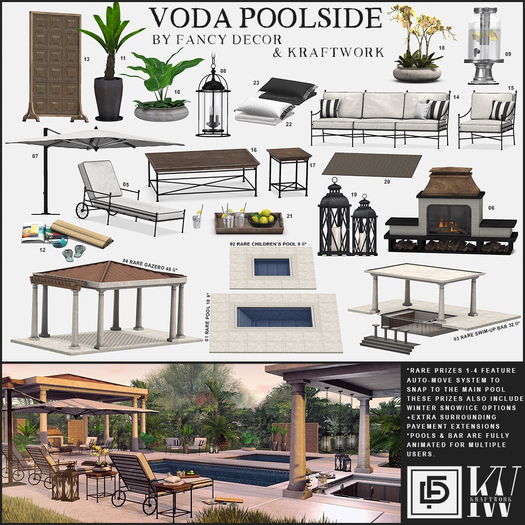 Fancy Decor + KraftWork Voda Poolside Full Set inc 4 RARES