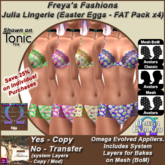 Freya's Fashions Julia Lingerie (Easter Eggs - FAT Pack x 4) - inc Bakes on Mesh (BoM)