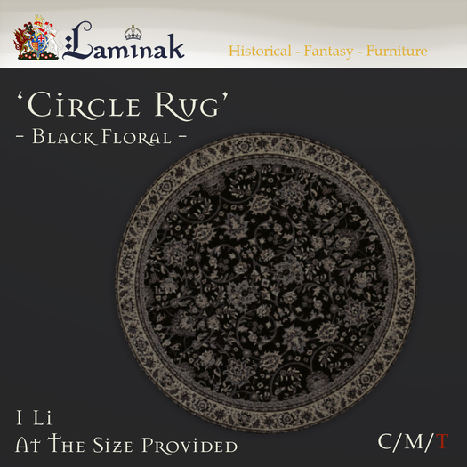 Laminak - Circle Rug - Black Floral
