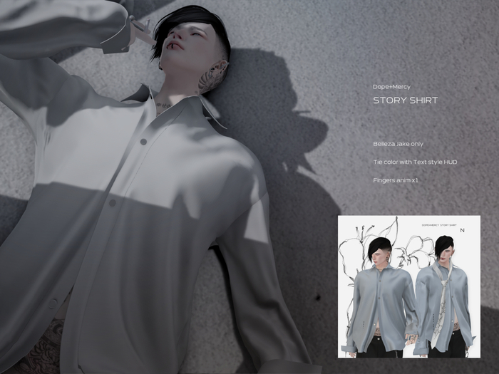 [Dope+Mercy] Camisa de la historia_N (Azul claro)