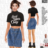CROPPED TOP AND JEAN SKIRT,ALL BODIES
