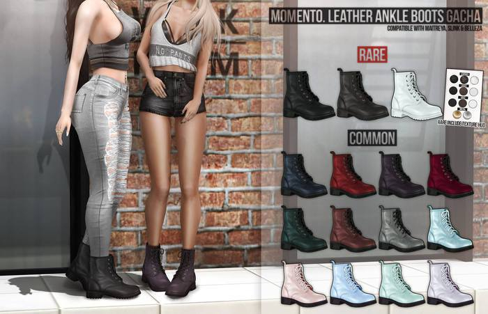 Momento. Leather Ankle Boots - Light blue 