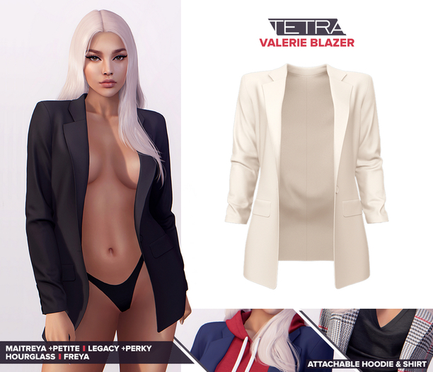 TETRA - Valerie Blazer + Hoodie & Shirt (Ivory)