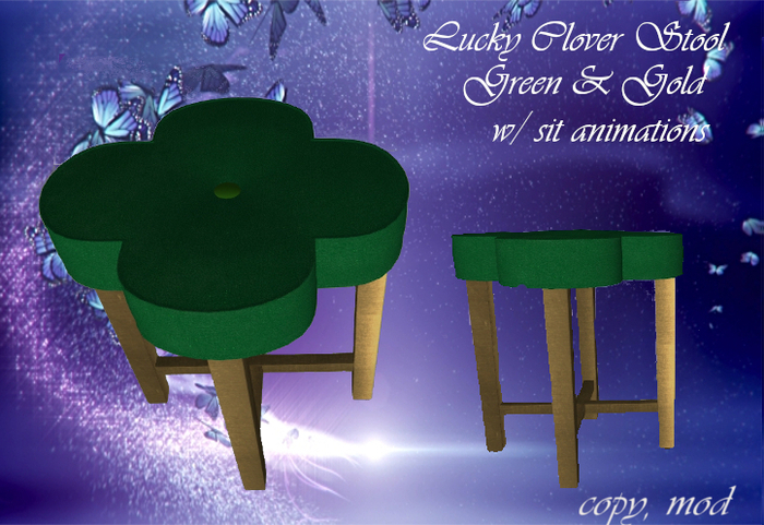 Lucky Clover Stool - Green & Gold