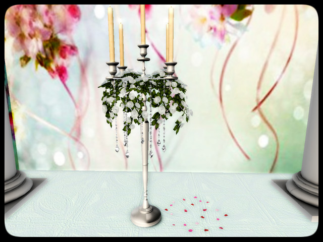 [AE] Wedding Store- Rose Draped Floor Candelabra WS