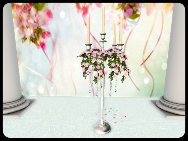 [AE] Wedding Store- Rose Draped Floor Candelabra PS