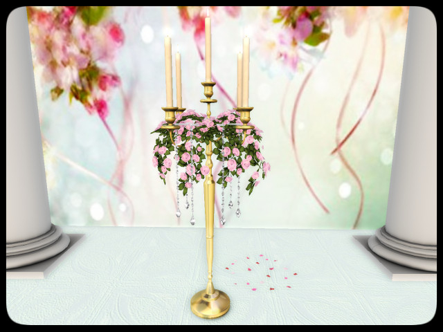[AE] Wedding Store- Rose Draped Floor Candelabra PG