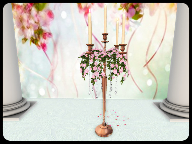 [AE] Wedding Store- Rose Draped Floor Candelabra PC