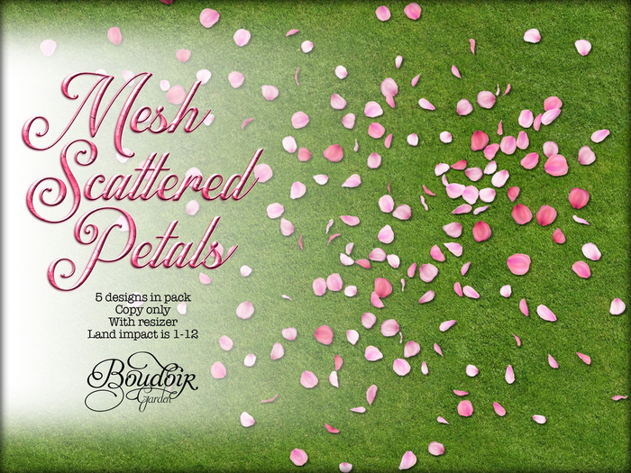 Boudoir Garden-Mesh Scattered Petals Pink