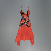 Red Hibiscus Ruched Maitreya Dress
