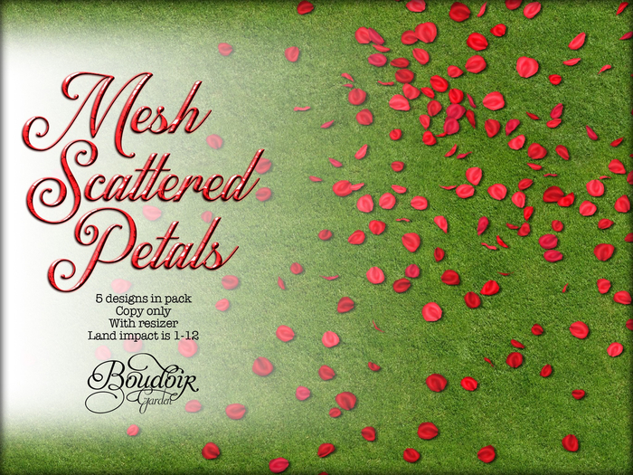 Boudoir Garden-Mesh Scattered Petals Red