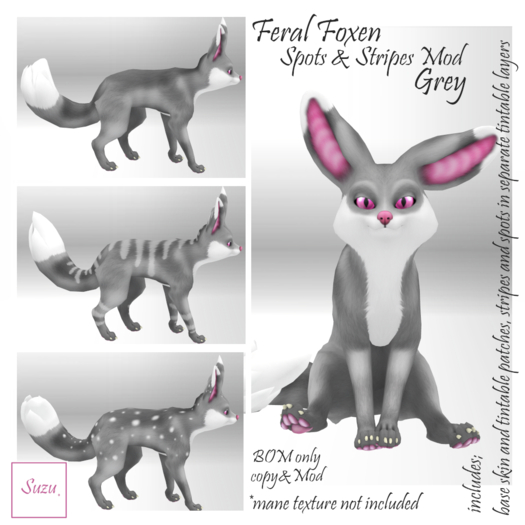 *SZ* Feral Foxen Spots & Stripes Mod/ Grey