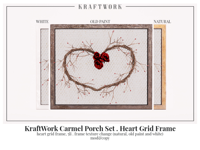 KraftWork Carmel Porch Set . Heart Grid Frame (Add Me)