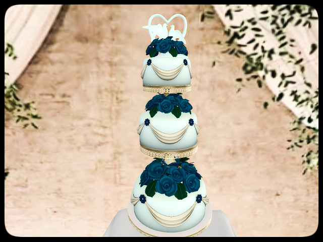 [AE] Wedding Store - Three Level Rose Wedding Cake ( Blue)