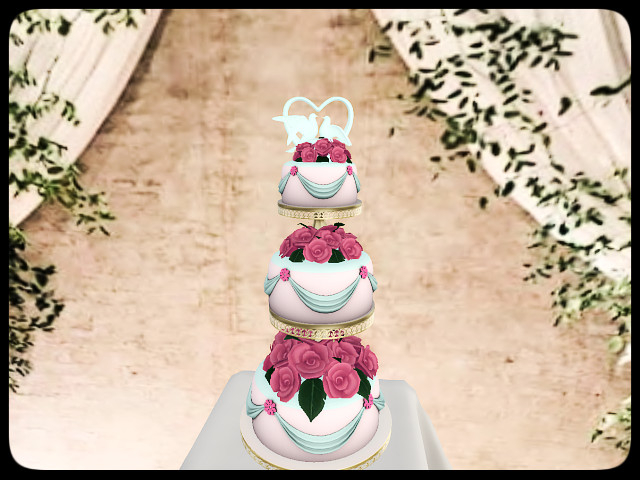 [AE] Wedding Store - Three Level Rose Wedding Cake ( Pink)