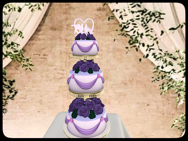 [AE] Wedding Store - Three Level Rose Wedding Cake (Purple)