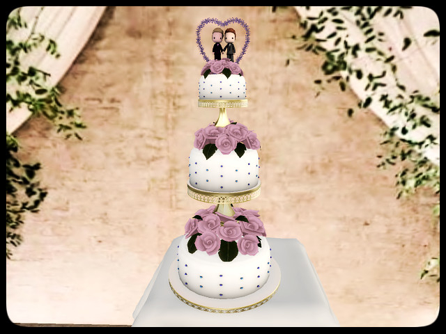 [AE] Wedding Store - White Pearl Layered Wedding Cake(Pink)