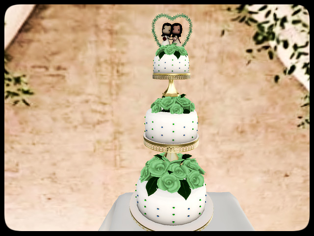 [AE] Wedding Store - White Pearl Layered Wedding Cake (Mint)