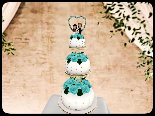 [AE] Wedding Store - White Pearl Layered Wedding Cake ( Blue)