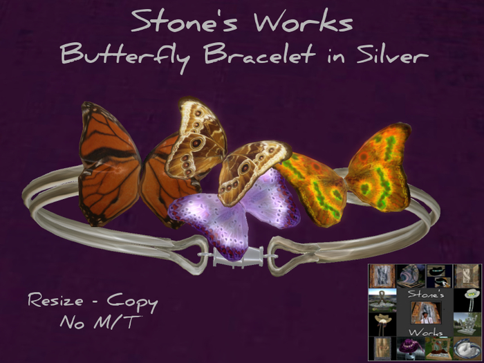Butterfly Bracelet Slv Stone's Works