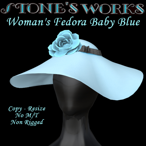 Large Fedora Hat Baby Blue Stone's Works