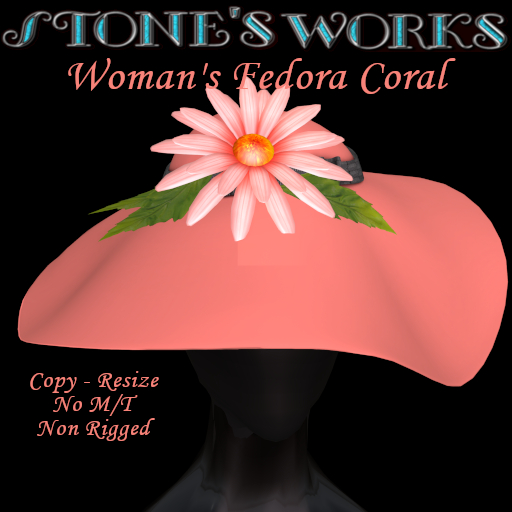 Large Fedora Hat Coral Stone's Works