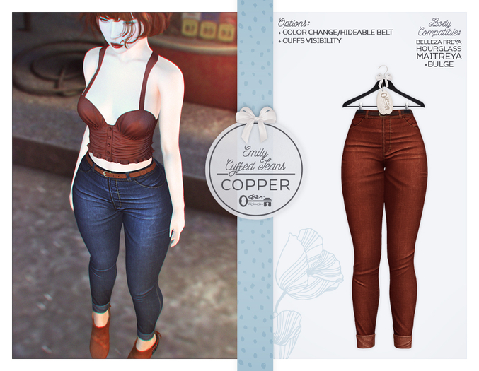 The Secret Store - Emily Cuffed Jeans - Maitreya Lara, Lara + Bulge, Belleza Freya, Slink Hourglass - Copper