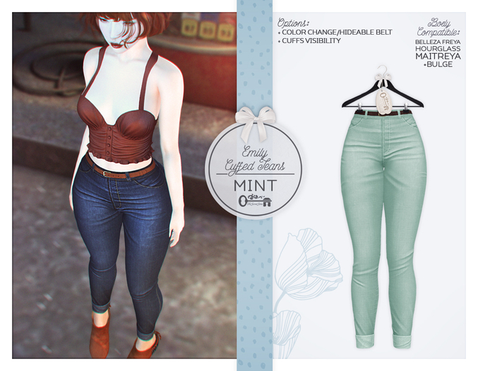 The Secret Store - Emily Cuffed Jeans - Maitreya Lara, Lara + Bulge, Belleza Freya, Slink Hourglass - Mint