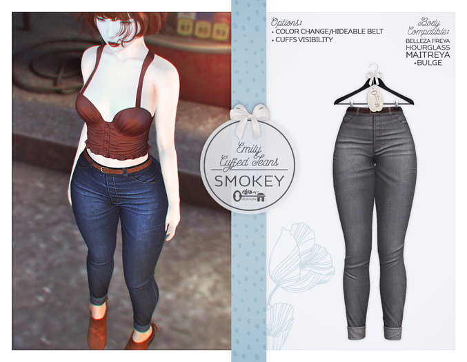 The Secret Store - Emily Cuffed Jeans - Maitreya Lara, Lara + Bulge, Belleza Freya, Slink Hourglass - Smokey