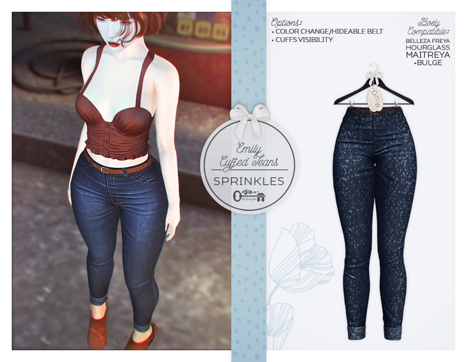 The Secret Store - Emily Cuffed Jeans - Maitreya Lara, Lara + Bulge, Belleza Freya, Slink Hourglass - Sprinkles