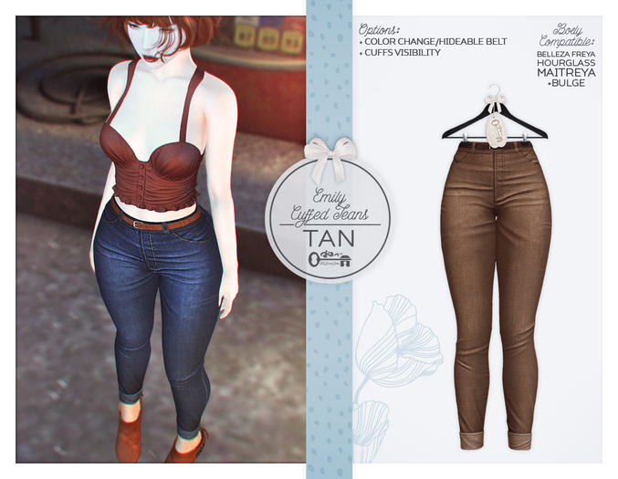 The Secret Store - Emily Cuffed Jeans - Maitreya Lara, Lara + Bulge, Belleza Freya, Slink Hourglass - Tan