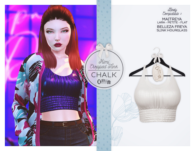 The Secret Store - Kimi Cropped Tank - Maitreya Lara & Petite & Flat, Belleza Freya, Slink Hourglass - Chalk