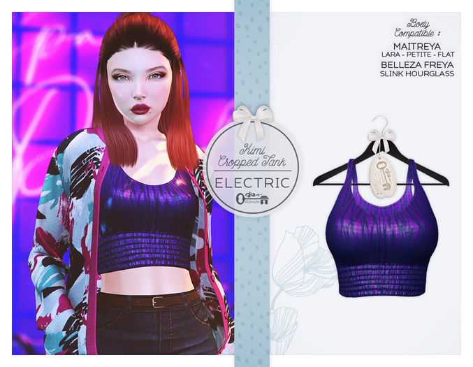 The Secret Store - Kimi Cropped Tank - Maitreya Lara & Petite & Flat, Belleza Freya, Slink Hourglass - Electric