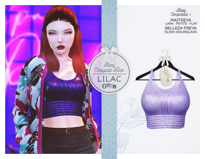 The Secret Store - Kimi Cropped Tank - Maitreya Lara & Petite & Flat, Belleza Freya, Slink Hourglass - Lilac