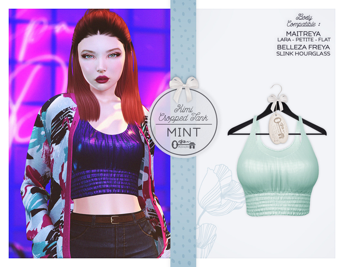 The Secret Store - Kimi Cropped Tank - Maitreya Lara & Petite & Flat, Belleza Freya, Slink Hourglass - Mint