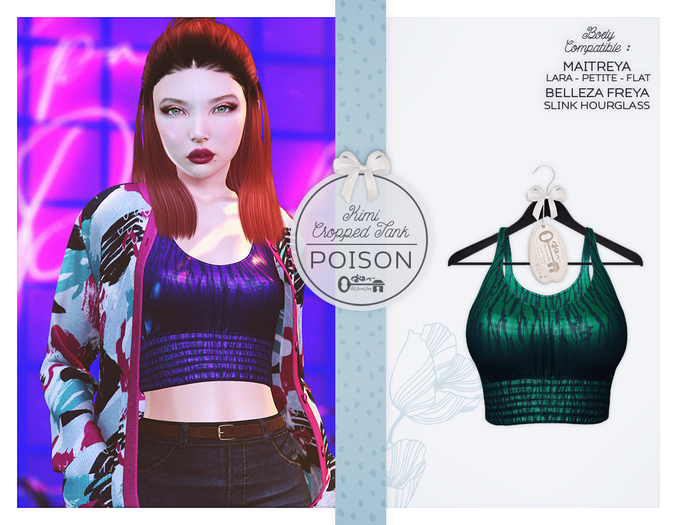 The Secret Store - Kimi Cropped Tank - Maitreya Lara & Petite & Flat, Belleza Freya, Slink Hourglass - Poison