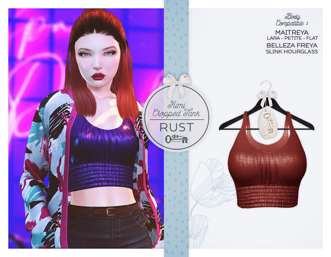 The Secret Store - Kimi Cropped Tank - Maitreya Lara & Petite & Flat, Belleza Freya, Slink Hourglass - Rust