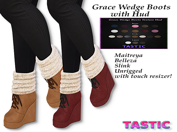 Tastic-Grace Wedge Boots with Hud