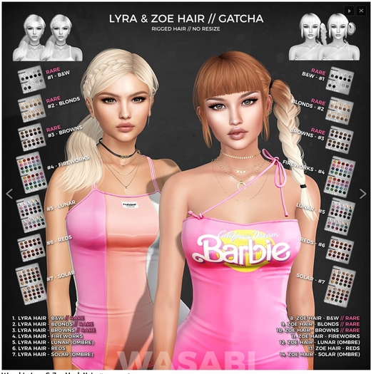 Wasabi // Lyra Mesh Hair - #1 B&W RARE