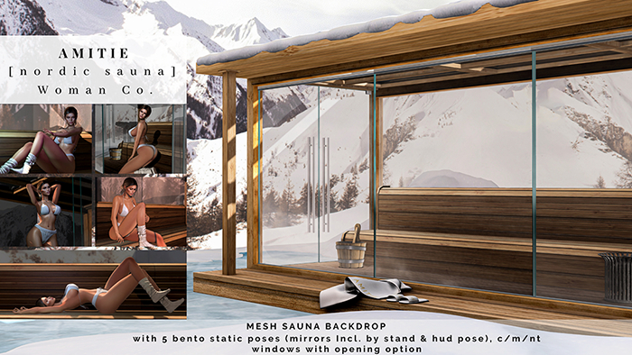 Amitie Nordic Sauna Backdrop Woman Pack