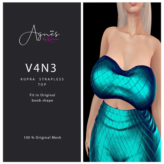 <Agnes> V4N3  KUPRA STRAPLESS TOP  AQUA