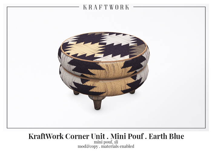 Kraftwork Kess Corner Unit & Clutter . Mini Pouf Earth Blue