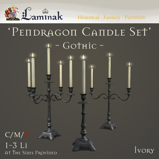 Laminak - Pendragon Candlesticks - Gothic - Ivory