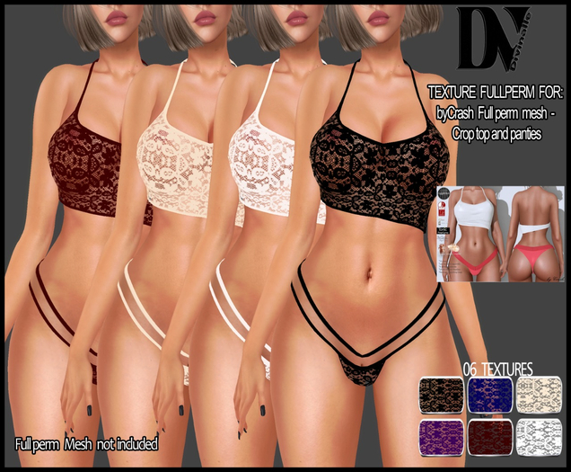 DV- byCrash Full perm mesh-Crop top and panties-TEXTURES