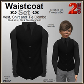Waistcoat Set [2cute] Black with Black Dress Shirt