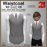 Waistcoat Set [2cute] Ash Gray with White Dress Shirt