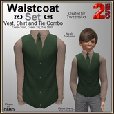 Waistcoat Set [2cute] Green with Tan Dress Shirt